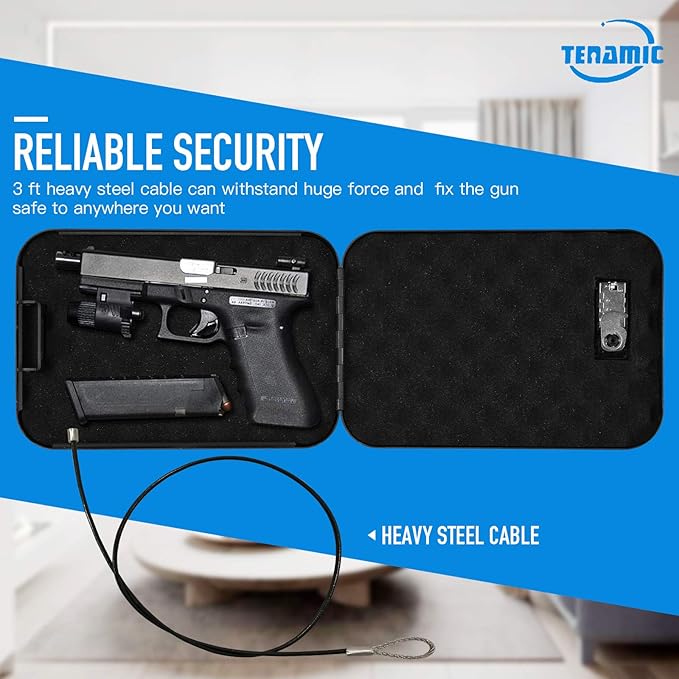 TENAMIC Pistol Safe, Portable Travel Gun Safe, Solid Steel Handgun Lock Box for Home, Gun Safes for Car, Black - Image 5
