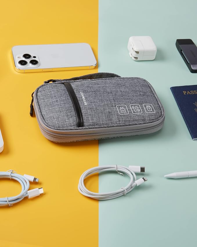 BAGSMART Cord Organizer Travel Cable Organizer Bag Tech Electronic Organizer Travel Case, Travel Essentials for Charger, Cable, Phone, Flash drive, Single Layer - Grey - Image 7