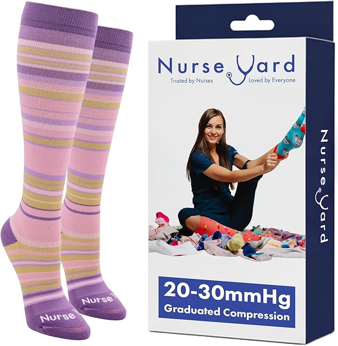 Compression Socks for Nurses - Women & Men - 20-30mmHg Graduated Compression, For Medical Staff, Athletes - 1 Pair by NurseYard