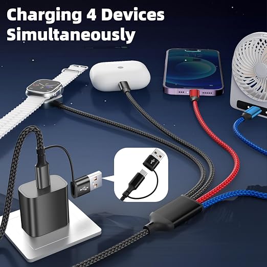 Cruise Essentials 4IN2 Charging Cable for iWatch Charger/iPhone17/IP/Micro | Travel Multi Charging Cable for Multiple Devices, Compatible with iWatch Ultra/SE/10-1, iPhone17-8, Android, Car Accessories - Image 4