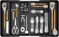 Lifewit Utensil Organizer for Kitchen Drawer, Expandable Cooking Tray | Adjustable Cutlery Flatware Holder, Plastic Silverware Spatula Tools Storage Divider, 21.3- 36 x 16.9", Black by Lifewit