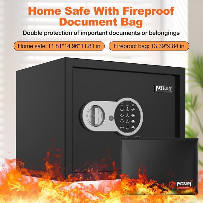 [ 1.6 Cu.ft. ]PATRON Fireproof Safe for Home,Document Safe Box Office,Digital Security Home Safes,Cabinet Safes for Money Cash,Wall Safes with Electronic Keypad for Hotel House Business,1.6 Cu.ft. - Image 2