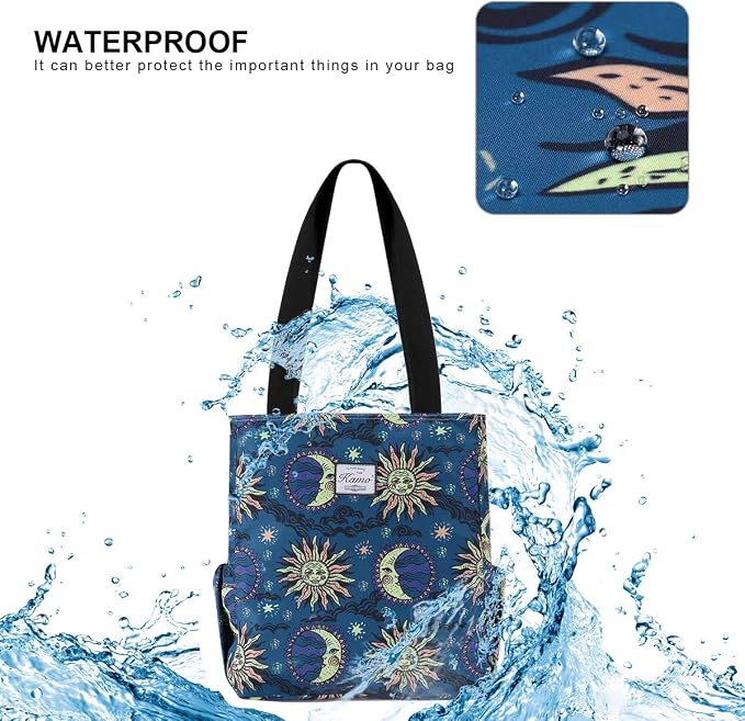 KAMO Floral Tote Bag - Waterproof Lightweight Handbags Travel Shoulder Bag for Hiking Yoga Gym Swimming Travel Beach - Image 6