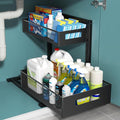 TISTAYA Under Sink Organizer, Metal Under Sink Organizers and Storage, Slide Out Pull Out Cabinet Organizer for Kitchen, Bathroom, Pantry, Laundry, Study, Black by TISTAYADirect