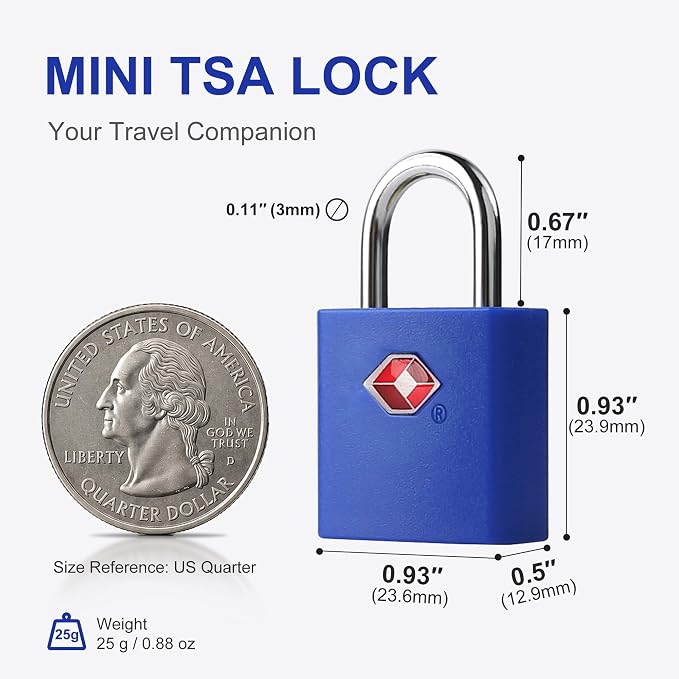 TSA Locks for Luggage with Key, Travel Luggage Locks TSA Approved 4 Pack, Small Padlock with Key, Same Keyed Mini Padlock for Suitcase, Backpack, Bag, Purse, Tent, Zipper - Image 4