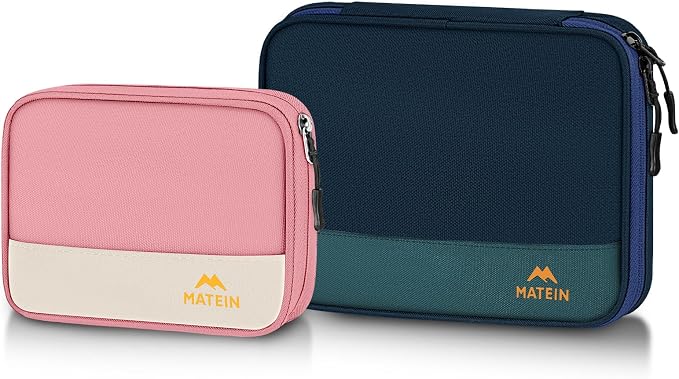 MATEIN Tech Organizer Travel Case 2 Pack, Charging Cord Organizer for Cable | Water Resistant, Portable Electronics Case, Carrying Bag for Cable, Changer, Earphone, for Electronic Accessories by MATEIN