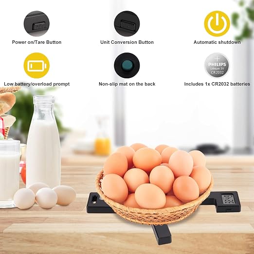 Compact Folding Digital Kitchen Scale, Highly Accurate Portable Food Scale with LCD Display, Auto Power Off and Tare Features, for Measuring Intake of Healthy Eating People (Black) - Image 2