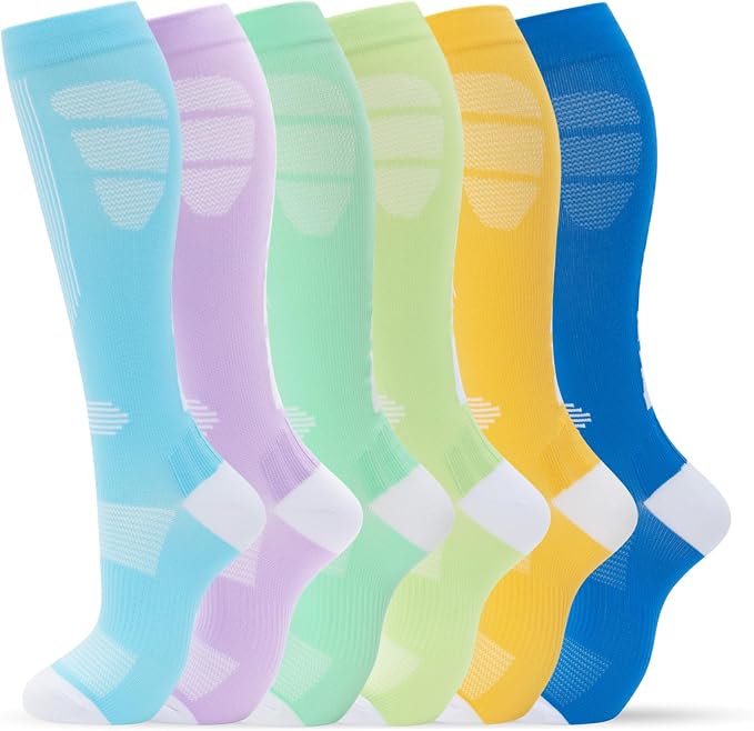 fenglaoda Compression Socks Women Men 6 Pairs, Knee High Best Support Circulation Socks for Running, Travel, Flight, Nurse by fenglaoda