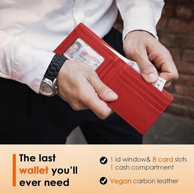 RUNBOX Wallet for Men Slim Leather Bifold RFID Blocking Minimalist Front Pocket Design with Gift Box | Minimalist Front Pocket Design, Holds 8 Cards, RFID Protection, Gifts for Men on Birthdays, Father’s Day, and Christmas - Image 2