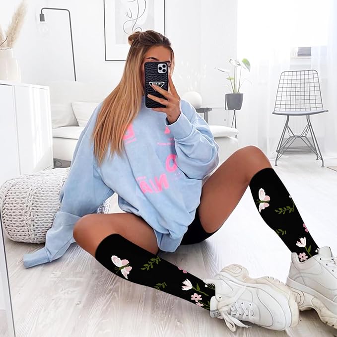 6 Pairs Compression Socks for Women & Men 15-20mmHg Knee High Socks | Graduated Compression Socks Supports Circulation, Ideal for Nurses Pregnancy, Travel, Flying, Running & Daily Wear - Image 7