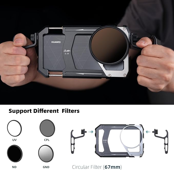 FocusFoto Universal Phone Cage with 67mm Filter Adapter, Aluminum Smartphone Video Rig Kit with Dual Handles, Handheld Filmmaking Vlogging Case Stabilizer for Videomaker - Image 5