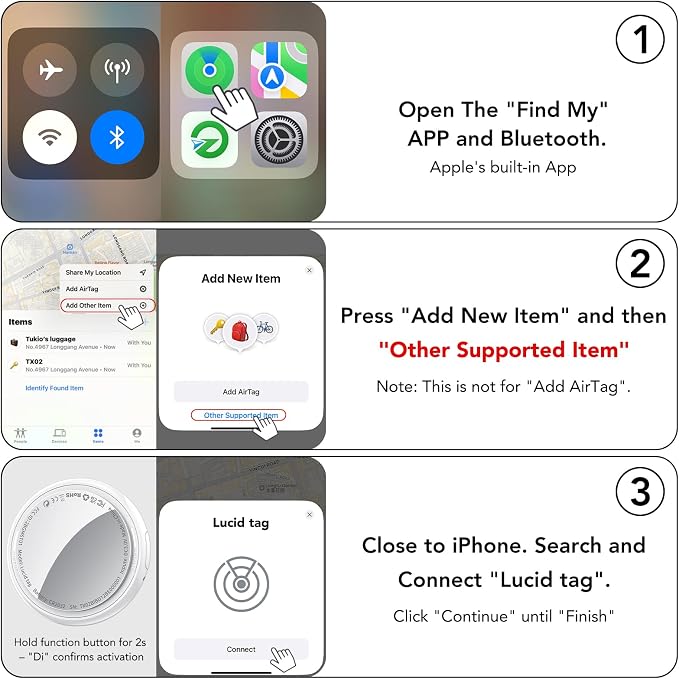 Air Tracker Tags-4 Pack (iOS Only), [Apple MFi Certified] Key Finder | Replaceable Battery Bluetooth Tracker Compatible with Apple Find My, Item Locator Smart Tag for Keys, Bag, Luggage and More - Image 7