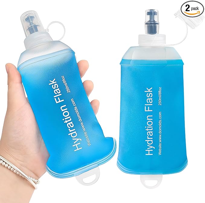 GUYI GYGYL Soft Flask, Collapsible Water Bottle for Sports, 250ml Blue 2pcs | TPU Collapsible Water Bottle for Hydration Pack, Running Vest, Leak-Proof Folding Bottle for Hiking Cycling Climbing Jogging by GUYI