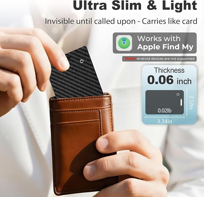 [Apple MFi Certified] 4 Pack Wallet Tracker Card with Apple Find My (iOS Only) Rechargeable Air Tracker Tags Bluetooth Wallet Finder IP68 Waterproof GPS Tracker Item Finder for Keys, Bags, Passport - Image 3