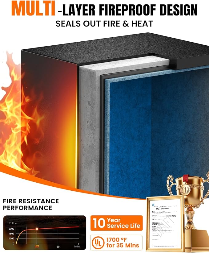  2026 Fireproof Safes for Home| 1700°F 35-Min Protection | 2.8 Cuft Fire Proof Safes with Digital Keypad, Smart Alarm, Bolt-Down Design| Safety Box For Documents Jewelry Electronics - Image 3