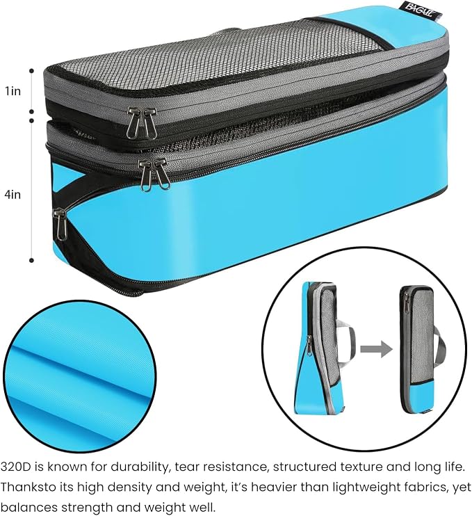 BAGAIL 4 Set/6 Set/8 Set Compression Packing Cubes Travel Accessories Expandable Packing Organizers (Half Mesh, 6-Blue) - Image 6