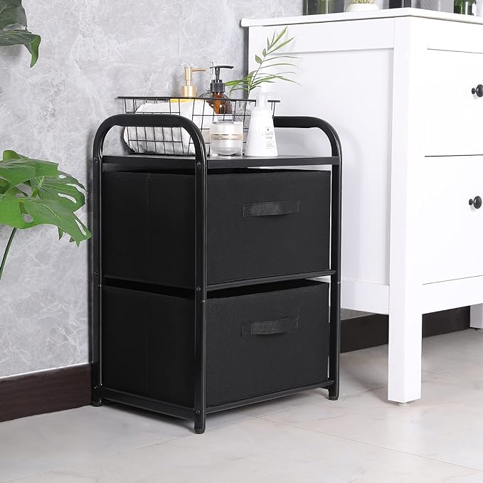 MAX Houser Dresser for Bedroom with 2 Drawers, Wide Chest of Drawers, Fabric Dresser, Storage Organizer Unit with Fabric Bins for Closet, Living Room, Hallway, Nursery,Black | Wide Chest of Drawers, Fabric Dresser, Storage Organizer Unit with Fabric Bi... - Image 4