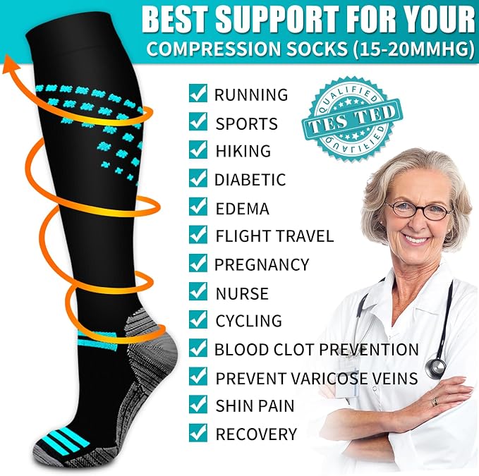 Copper Compression Socks for Women & Men (6 pairs) - Best Support for Nurses, Running, Hiking, Recovery - Image 5