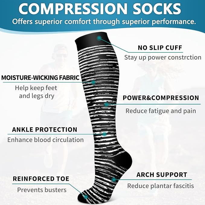 6 Pack Copper Compression Socks for Women and Men Circulation-Best Support for Medical,Running,Nursing,Athletic - Image 5