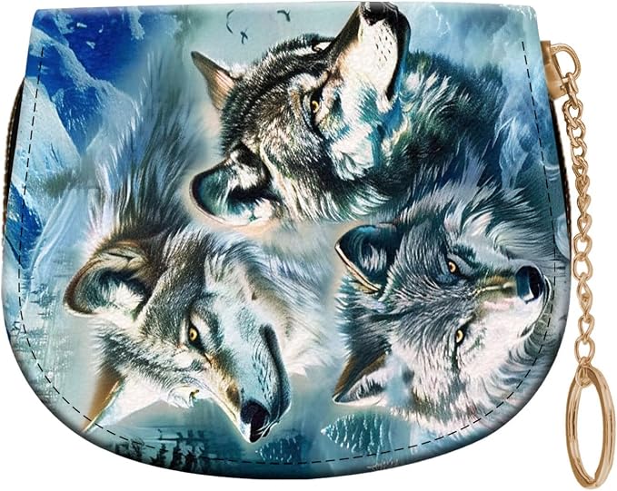 Women's Slim RFID Wallet – Compact Leather Card Holder Wallet for Women, 9 Card Slots RFID Blocking Credit Card Organizer, Small Travel Wallet - Mountain Wolf Pack by Unknown