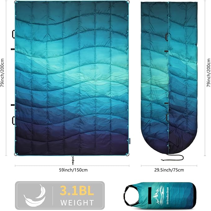 Camping Blanket, Puffy Blankets Lightweight Windproof Resistant for Outdoors,Hiking, Backpacking,Car,Picnic,Stadium - Image 2