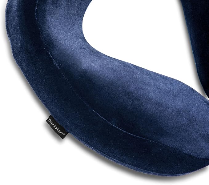 Brookstone Neck Travel Pillow Lightweight Contoured Memory Foam Support | Structured Shape Keeps Your Head Aligned While Seated, Soft Fleece Cover Feels Gentle Against Skin on Flights or Car Rides - Image 3