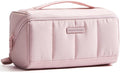 NISHEL Travel Makeup Bag for women, Organizer Pouch Cosmetic Case | Open-flat design keeps cosmetics, brushes, and beauty tools organized for travel and daily routines, Medium, Pink by NISHEL