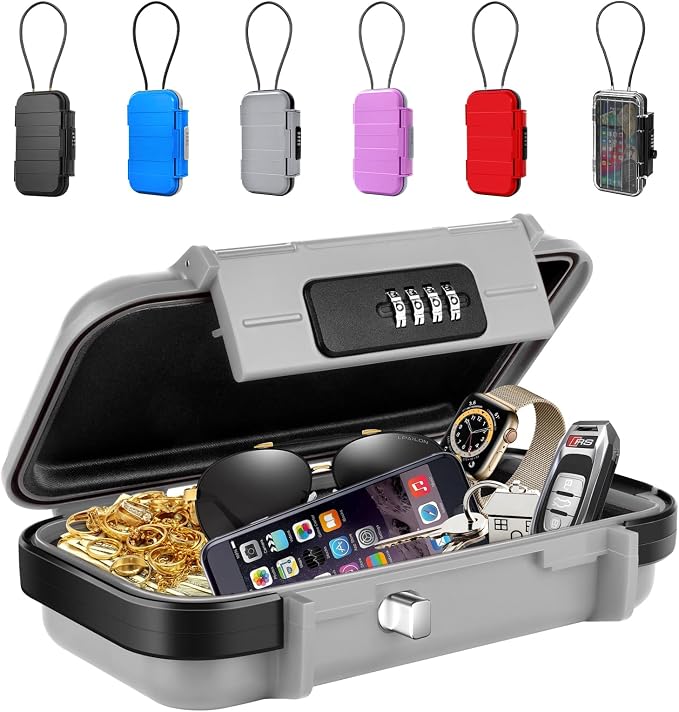 BKNOOU Portable Travel Safe with Removable Chain, Anti-Theft Beach Safe Box, Waterproof Combination Lock Box for Travel, Dorm, Beach, Hotel, Car, Home, Office by BKNOOU