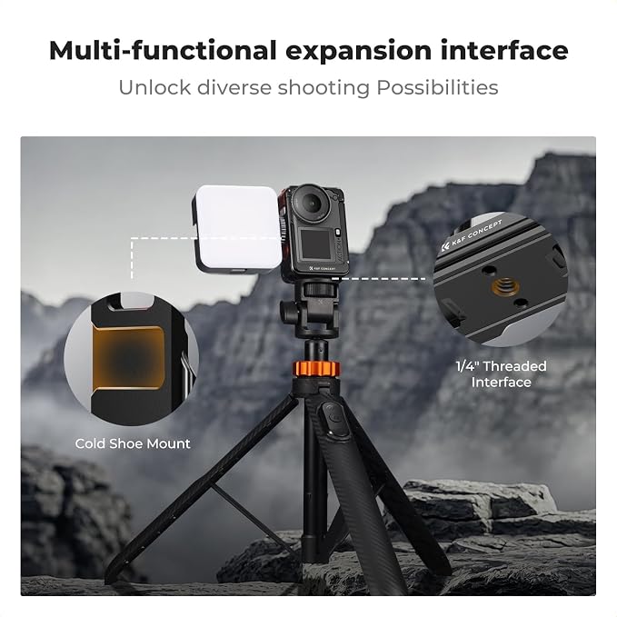 K&F CONCEPT Camera Cage + Screen Protector Kit for DJI Osmo Action 6 | Aluminum Alloy Protective Cage Expansion Frame Case with Cold Shoe Mount, 1/4" Screw Interface for Tripod, Selfie Stick, CD06 - Image 3