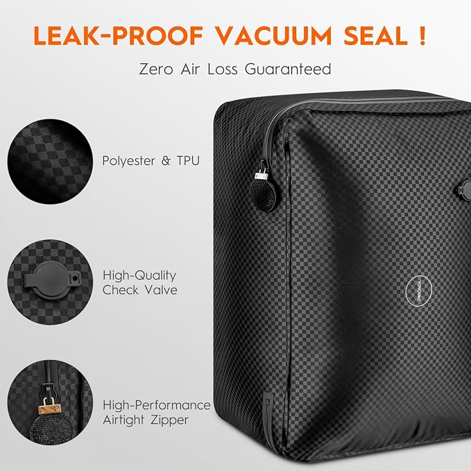 43L Max Capacity Vacuum Suitcase Compression Bags with Wireless Pump - Space Saver Bags for Travel Luggage, No Checked Baggage, Reusable, IP68, Fits 20/24/28 Inch Suitcases (No Tracker) - Image 5