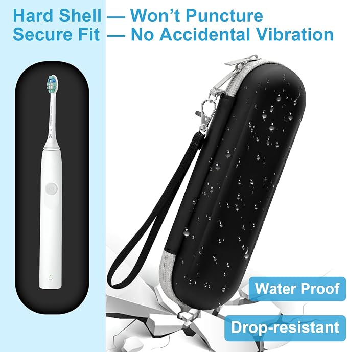 ICIMBI Electric Toothbrush Travel Case for Philips Sonicare 4100 6100 5100 6500 Series Electric Toothbrush, Hard EVA Toothbrush Protective Holder, Water-Resistant（Includes 2 Brush Head Covers） - Image 9