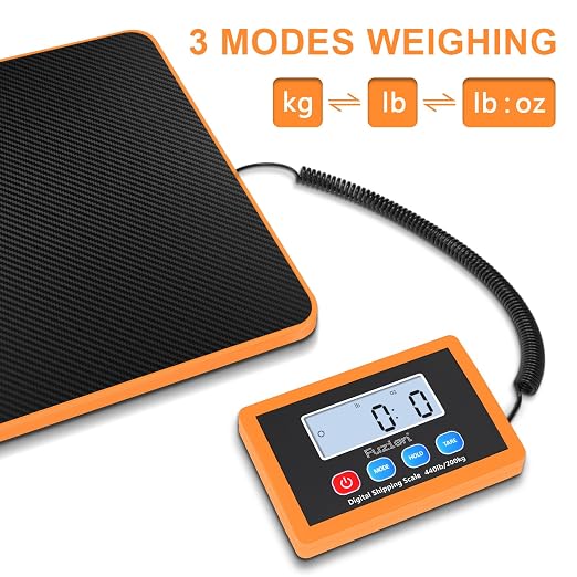 Fuzion Shipping Scale, 440LB x 10g Accurate Digital Postal Scale, Hold/Tare | Carbon Fiber Platform, Digital Shipping Scale for Packages, Luggage, Mailing, Small Pet, Battery & AC Adapter Included - Image 4