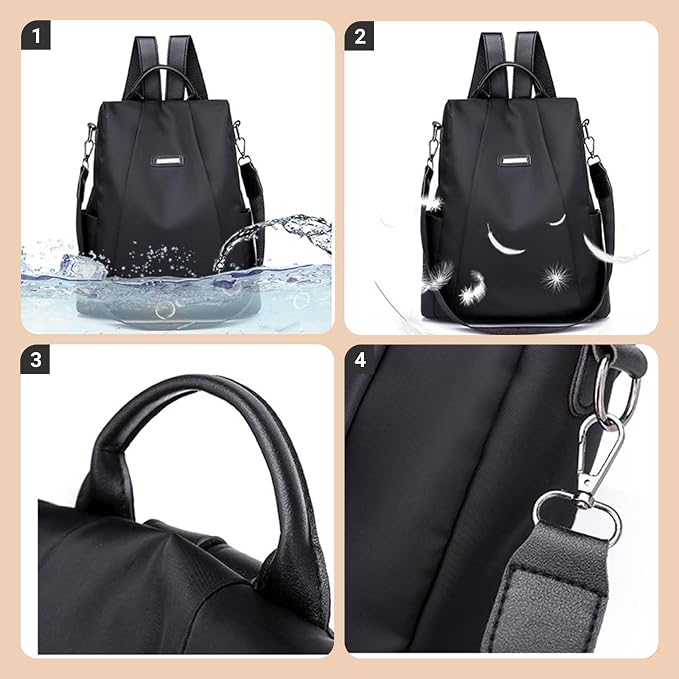 Women Backpacks Anti-Theft Ladies Backpack Purse, Women's Fashion Backpack Shoulder Bag with Replaceable Strap (Casual, Black) - Image 4