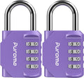 Puroma 2 Pack Combination Lock Locker 4 Digits Combo Padlock Gym Purple | For School Gate Fence Toolbox Hasp Storage, Outdoor, Resettable, Weatherproof, Side Window, Crack Cut Resist, Hardened Steel by Puroma