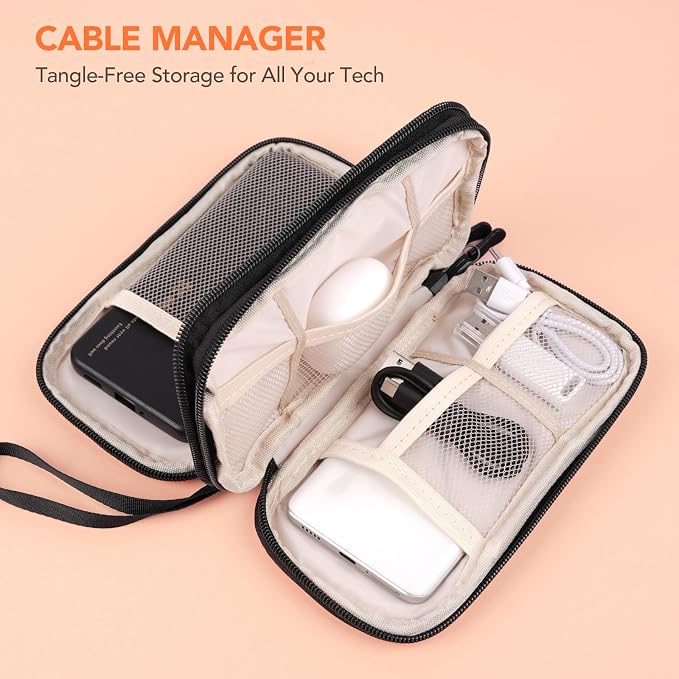 5-Piece Travel Toiletry Bag for Women, Organize Toiletries & Cosmetics | Personal Travel Essentials, with Hanging Toiletry Bag, Clear Cosmetic Bag, Makeup Bag, Jewelry Case & Cable Pouch- Orange - Image 9