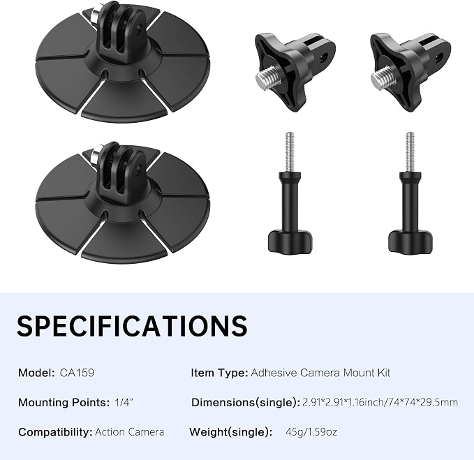 2Pcs Flexible Adhesive Mount for Action Camera 3M Sticky Helmet Mount | Curved Flat Base Kit Compatible with GoPro Hero Insta360 X5 X4 DJI Osmo Action, Motorcycle Bike Surfing Vlog Accessories - Image 5
