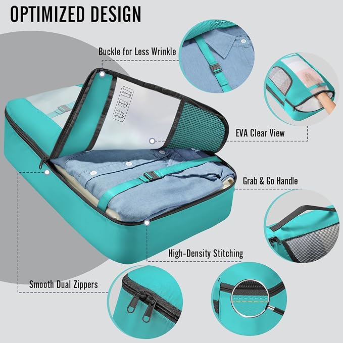 Veken 8 Set Packing Cubes for Travel Essentials, Suitcase Organizer Bags in 4 Sizes, Carry-On Luggage Accessories with Laundry Bag, Airplane Must Have with 99-Count Mesh Holes - Image 4