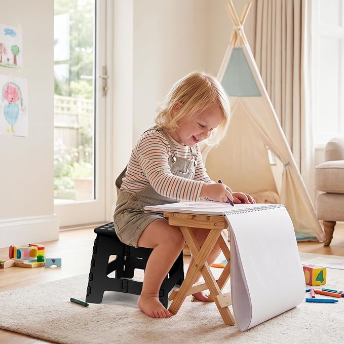 Dyforce Kids Step Stool 9 Inch, 300lbs Folding Step Stool for Toddler | Step stool for kids Black,Anti-slip Heavy Duty with Handle, Lightweight Foldable Stool for Bathroom Kitchen Bedroom Outdoor - Image 5