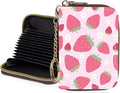 Credit Card Holder for Women,Small Rfid Wallet with Keychain Zipper,Cute PU Leather Card Case Wallet，Accordion Credit Card Wallets Gift,Strawberry by Unknown