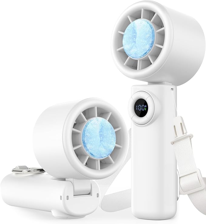 Portable Handheld Turbo Fan with Ice Cooling, 100 Levels Stepless Speed, 15H Long Battery Life, 10500RPM Turbo Fan Rechargeable Personal Mini Fan for Travel, Outdoor, Makeup by Unknown