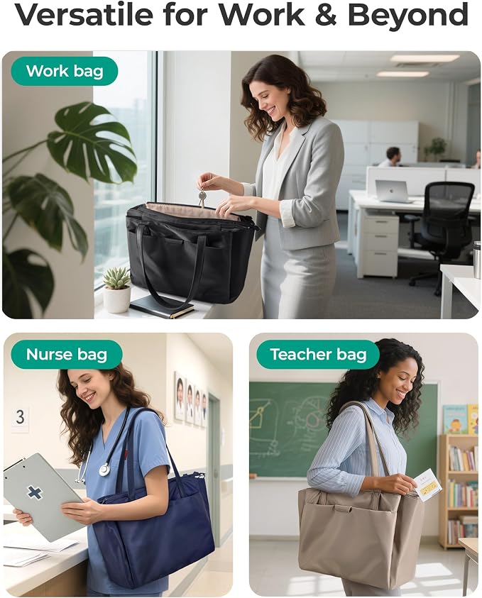 BAGSMART Tote Bag for Women with Compartments, Work Tote Bag with Zipper Women Purse Crossbody Shoulder Handbag with Strap - Image 2