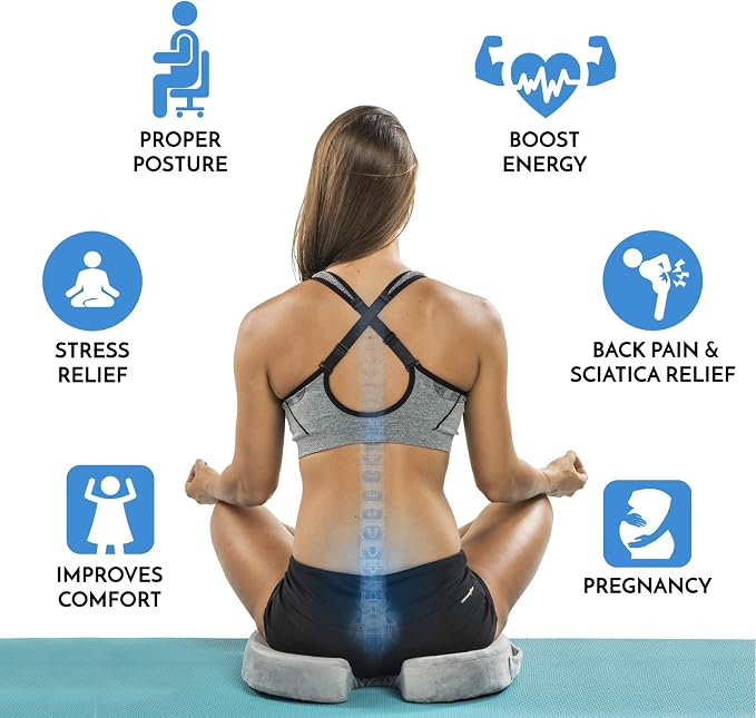 ComfiLife Premium Comfort Seat Cushion - Non-Slip Orthopedic 100% Memory Foam Coccyx Cushion for Tailbone Pain - Cushion for Office Chair Car Seat - Back Pain & Sciatica Relief (Gray) - Image 4
