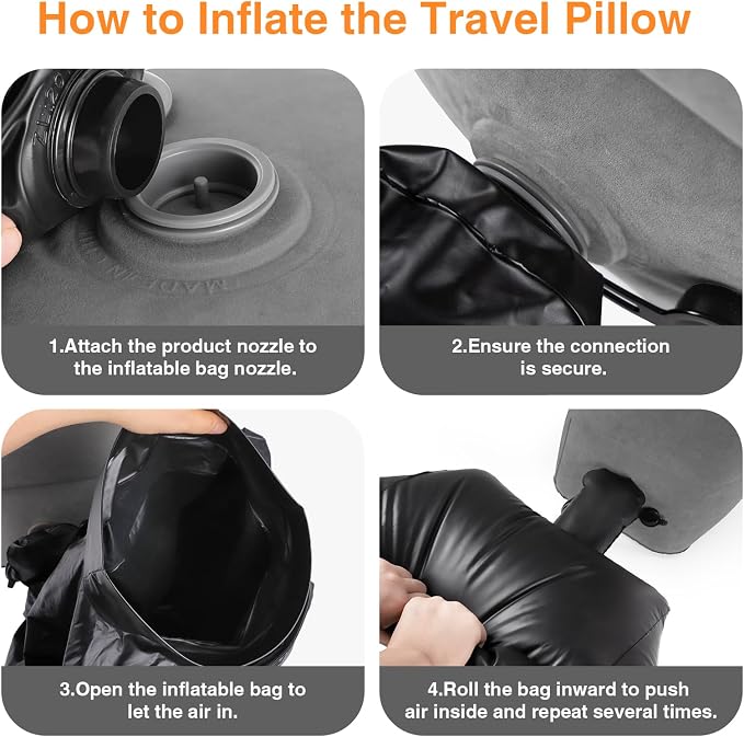 Maliton Inflatable Foot Rest Pillow for Travel,Kids Airplane Bed,Adjustable 3 Layers Height Leg Pillow of Air Travel Essentials,Car, Office, Home - Fast Inflation (Dark Grey) - Image 5