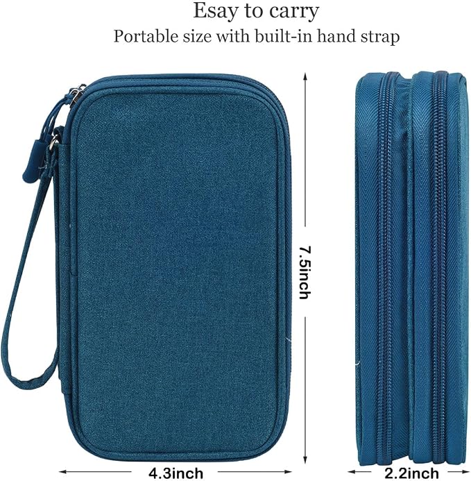 CAAORDKSO Electronics Organizer Travel Case, Water Resistant Cable Organizer Bag Cord Organizer Pouch for Cable, USB, Charger, Phone, Power Bank, Earphone, Electronics Accessories (Dark Green, Medium) - Image 4