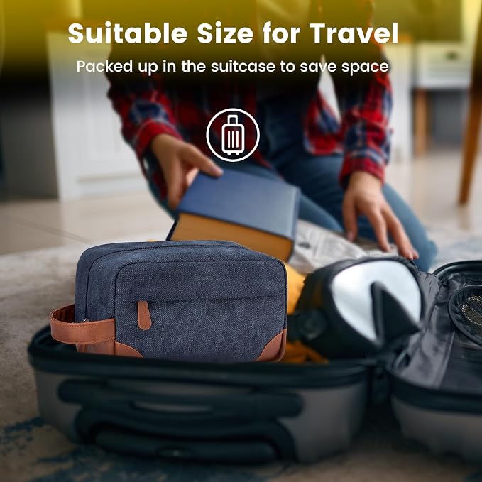 Vorspack Canvas Travel Toiletry Bag for Men, Medium, Navy Blue | Water-Resistant Travel Bag for Toiletries, Large Capacity, Organized Compartment, Suitable for Shaving, Grooming, Accessories - Image 7