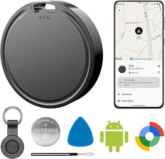 Air Tags for Android,Air Tags-1 Pack Android,Air Tracker Tags with 1 Case,2 Year Battery Life,Google Find Trackers for Google'S Find Hub App,IP65 Waterproof Luggage Tracker Tags for Keys by Vodyfu365-DayReturnGuarant