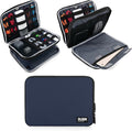 BUBM Double Layer Electronics Organizer, Travel Gadget Bag for Cables, Memory Cards, Flash Hard Drive and More, Fit for iPad or Tablet(up To 9.7")--Large, Dark Blue | Travel Gadget Bag For Cables, Memory Cards, Flash Hard Drive and More, Fit For iPad o... by BUBM