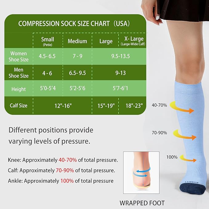 LEVSOX Viscose Made from Bamboo Compression Socks for Pregnant Women 20-30 mmHg Knee High Cute Mens Supports Socks for Travel - Image 5