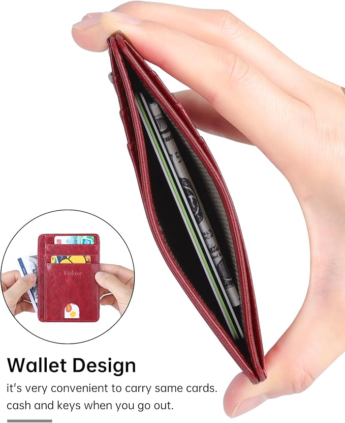 Teskyer Slim Minimalist Wallet for Men, RFID Front Pocket Card Holder | Ultra Slim Front Pocket Design, 8 Card Slots, RFID Protection, Smooth Faux Leather for Everyday Carry - Image 8