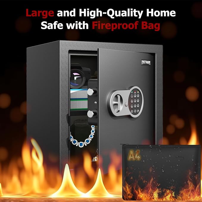 [ 2.3 Cu.ft. ]PATRON Fireproof Safe for Home,Digital Security Home Cabinet Safes for Money Cash Documents,Safe Box with Electronic Keypad,Removable Shelf for Office Business,2.3 Cu.ft. - Image 3